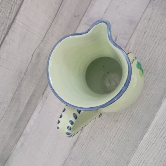 Hand-Painted Ceramic Pitcher With Cottage & Tree Design Italy Signed - Picture 4 of 6